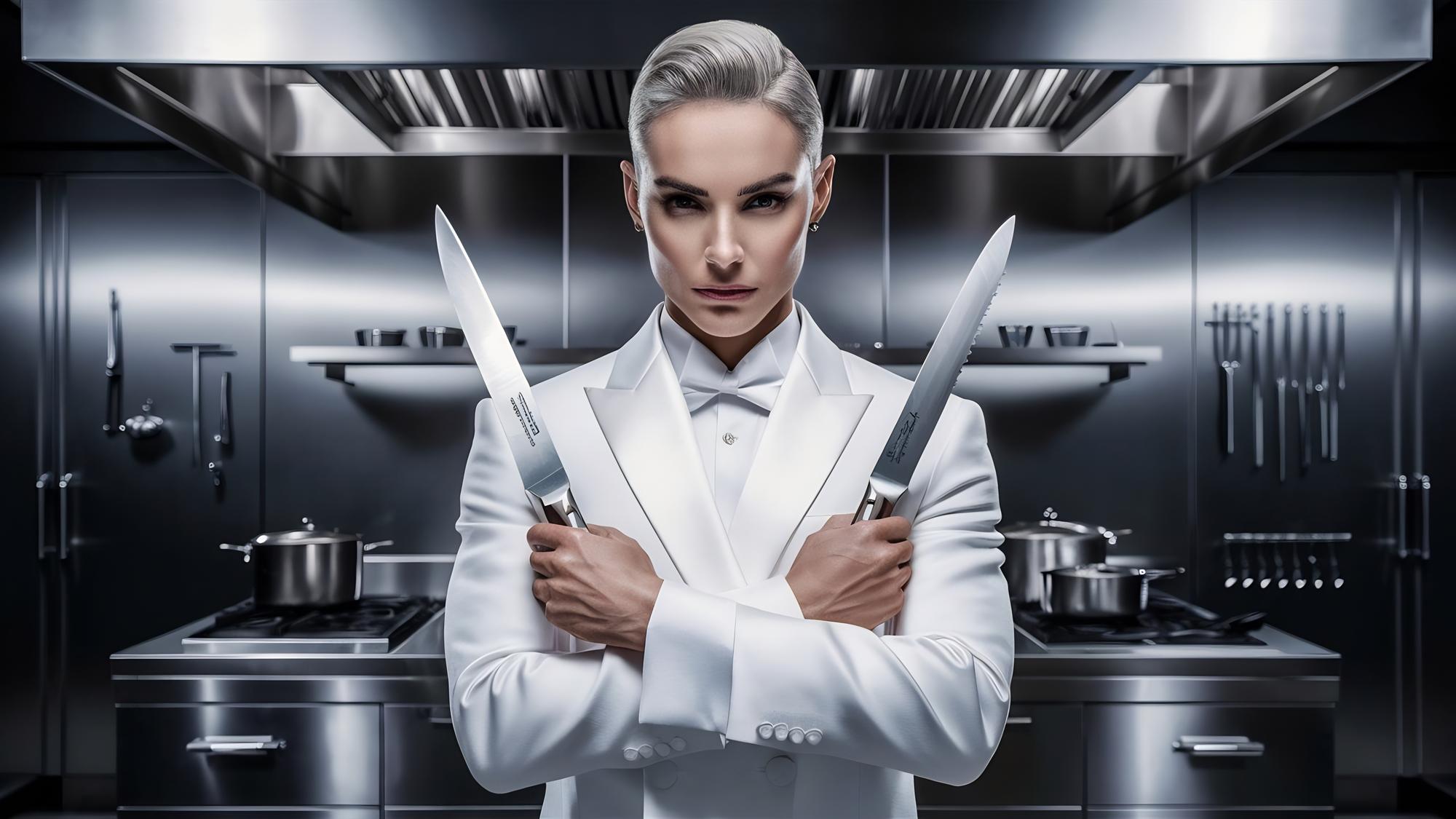 Chef usando attrezzatura moderna in cucina